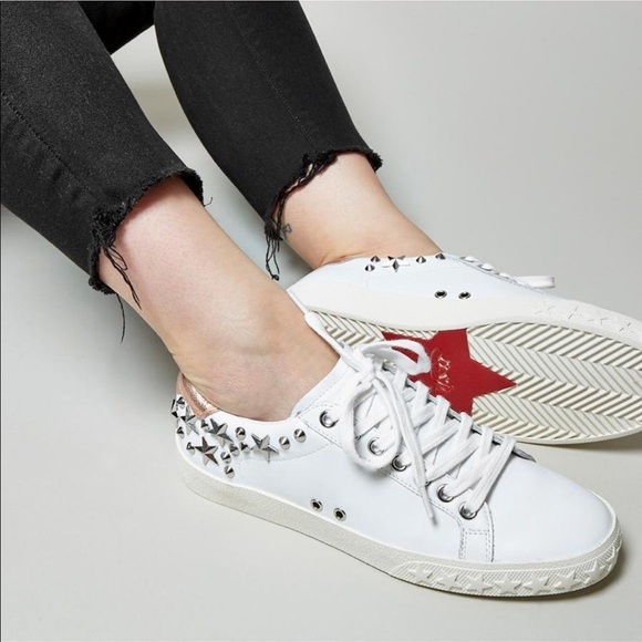 Ash Shoes - Ash Dazed Studded Leather Fashion Sneakers White Silver Star Low Top EU 36 US 6